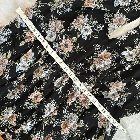 Torrid Floral Black Dress Sheer with Lining Plus Size 3 Keyhole Front and Back - Picture 5 of 11